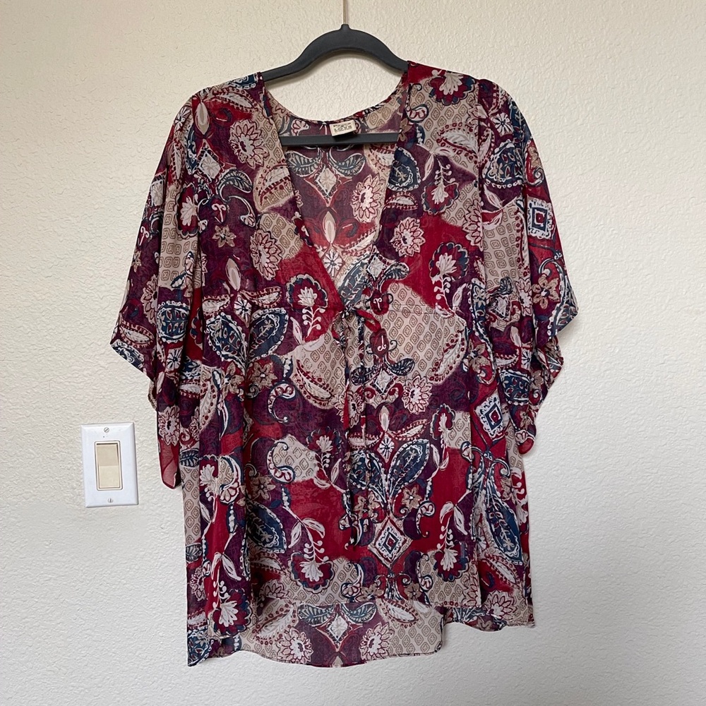 Urban Behavior Peace & Love boho sheer top blouse